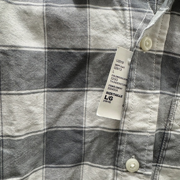 Boys Plaid Oxford Button Down Shirt - Size L (10-12) - Picture 3 of 5